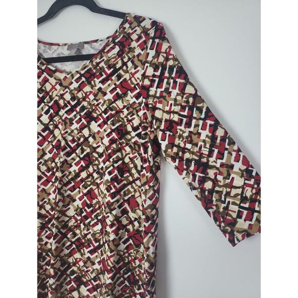 J.Jill Wherever Collection Top M Petite Womens 3/4 Sleeve Multicolor Geometric - Picture 3 of 10